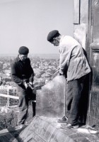 Az 1956 novemberében leégett toronysisak újjáépítése - 1968. október